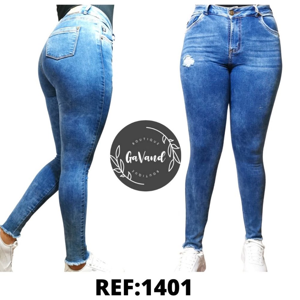Blue Jean with push up effect, narrow boot, 100 % Colombian